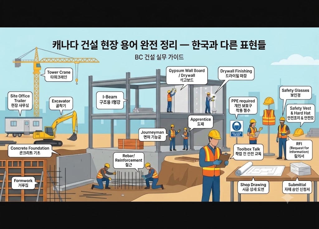 캐나다 건설 현장 용어 완전 정리 — 한국과 다른 표현들