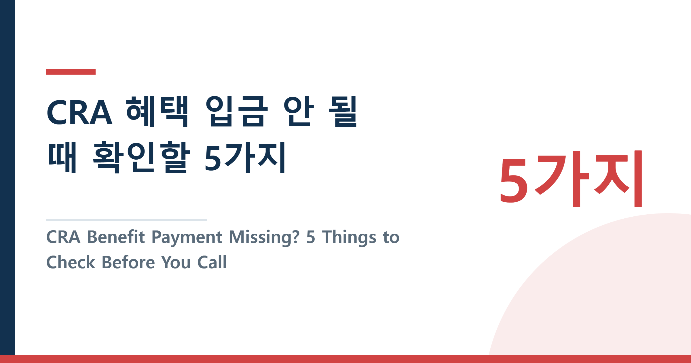 CRA Benefit Payment Missing? 5 Things to Check Before You Call — CRA 혜택 입금 안 될 때 확인할 5가지 — 전화하기 전에 이 순서로